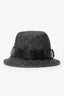 Gucci Black GG Monoram Denim Leather Trim Bucket Hat Size S