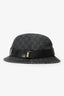 Gucci Black GG Monoram Denim Leather Trim Bucket Hat Size S