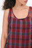 Dries Van Noten Silk Red Plaid Sheer Scoop Neck Tank Top Size S/M