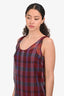 Dries Van Noten Silk Red Plaid Sheer Scoop Neck Tank Top Size S/M