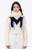 Moncler White Wool-Blend Knit Logo Turtleneck Sweater Size XS