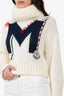 Moncler White Wool-Blend Knit Logo Turtleneck Sweater Size XS