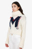 Moncler White Wool-Blend Knit Logo Turtleneck Sweater Size XS