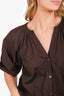 Staud Brown Cotton 'Liza' Puff Sleeve Shirt Size S