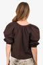 Staud Brown Cotton 'Liza' Puff Sleeve Shirt Size S