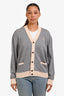 Maison Kitsuné Grey/Cream Fox Logo Cardigan Size XL