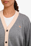 Maison Kitsuné Grey/Cream Fox Logo Cardigan Size XL