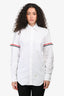 Thom Browne White Stripe Detailed Button Up Shirt Size 1