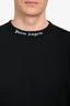 Palm Angels Black Logo Printed Long Sleeve Crewneck Top Size M Mens