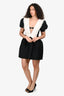 Shushu/Tong Black/White Puff Sleeve Lace Embellished Collar Dress Size M