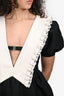 Shushu/Tong Black/White Puff Sleeve Lace Embellished Collar Dress Size M