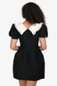 Shushu/Tong Black/White Puff Sleeve Lace Embellished Collar Dress Size M