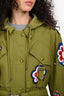 Moschino Couture Green Floral Beaded Parka Coat Size 4