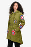 Moschino Couture Green Floral Beaded Parka Coat Size 4