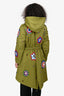 Moschino Couture Green Floral Beaded Parka Coat Size 4