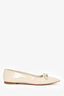 Salvatore Ferragamo Greige Patent Square Toe Ballet Flats Size 9
