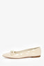 Salvatore Ferragamo Greige Patent Square Toe Ballet Flats Size 9