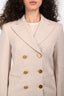 Max Mara Beige Cotton/Wool Double Breasted Cropped Blazer Size 6