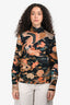 Dries Van Noten Navy/Coral Dragon Printed Long Sleeve Top Size 38