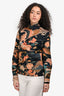Dries Van Noten Navy/Coral Dragon Printed Long Sleeve Top Size 38