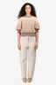 S'Max Mara Cream Cotten/Linen Straight Leg Pants Size S
