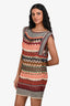 Jean Paul Gaultier Orange/Multicolour Stripe Pattern Sleeveless Mini Dress Size S
