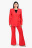 Smythe Red Double Breasted Blazer + Flared Trouser Set Size 10