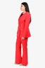 Smythe Red Double Breasted Blazer + Flared Trouser Set Size 10
