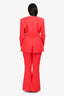 Smythe Red Double Breasted Blazer + Flared Trouser Set Size 10