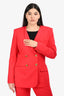 Smythe Red Double Breasted Blazer + Flared Trouser Set Size 10
