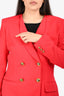Smythe Red Double Breasted Blazer + Flared Trouser Set Size 10