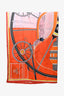 Hermès Orange Silk 'Projet de Voiture Petit-Duc Bateau Motif' 140 Shawl