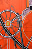 Hermès Orange Silk 'Projet de Voiture Petit-Duc Bateau Motif' 140 Shawl