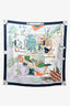 Hermès Blue Multicolour Silk 'Bagages à main' Scarf 90