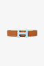 Hermès 2022 Brown/Light Blue Epsom/Swift Leather 'Mini Constance' Reversible Belt Size 70