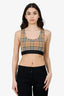 Burberry London Brown Check Nylon Sports Bra Top Size S
