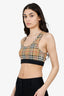 Burberry London Brown Check Nylon Sports Bra Top Size S