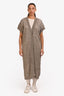 Brunello Cucinelli Beige Linen Sequin Detail 'Dazzling Water Lilies' Long Cardigan Size XL