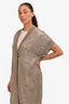 Brunello Cucinelli Beige Linen Sequin Detail 'Dazzling Water Lilies' Long Cardigan Size XL
