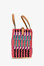 Valentino Pink/Multicolour Raffia VLogo Tote Bag with Pouch