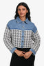 Sandro Blue Denim/White Ribbed 'S' Cropped Jacket Size 0