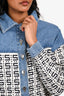 Sandro Blue Denim/White Ribbed 'S' Cropped Jacket Size 0