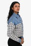 Sandro Blue Denim/White Ribbed 'S' Cropped Jacket Size 0