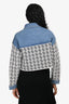 Sandro Blue Denim/White Ribbed 'S' Cropped Jacket Size 0