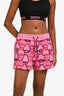 Hermès Hot Pink Cotton Printed Drawstring Shorts Size 38