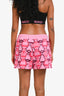 Hermès Hot Pink Cotton Printed Drawstring Shorts Size 38
