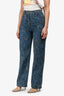 Pre-Loved Chanel™ 2021 Blue Mid Wash Floral Denim Straight Leg Jeans Size 36
