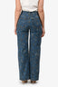 Pre-Loved Chanel™ 2021 Blue Mid Wash Floral Denim Straight Leg Jeans Size 36