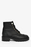 Pre-Loved Chanel™ Black Leather Pearl Detail Lace Up Boots Size 36.5