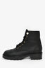 Pre-Loved Chanel™ Black Leather Pearl Detail Lace Up Boots Size 36.5